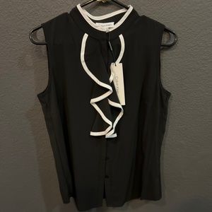 Calvin Klein Sleeveless Ruffle Front Blouse